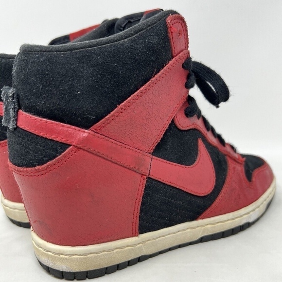 Nike Dunk Sky Hi Women's Size 8 Hidden Wedge Heels Black Red Shoes 528899-016 - Picture 4 of 13